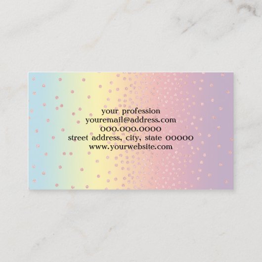 Elegant roos goud glitter confetti stippen gradiën visitekaartje (Achterkant)