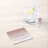 Elegant Roos Goud Glitter Drip 80ste Verjaardagsfe Kartonnen Onderzetters (Insitu)