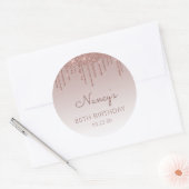 Elegant Roos Goud Glitter Drip 80ste Verjaardagsfe Ronde Sticker (Envelop)