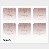Elegant Roos Goud Glitter Drip 80ste Verjaardagsfe Vierkante Sticker (Vel)