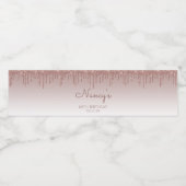 Elegant Roos Goud Glitter Drip 80ste Verjaardagsfe Waterfles Etiket (Enkel label)
