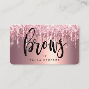 Elegant roos goud glitter druipt bouillon visitekaartje