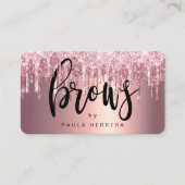 Elegant roos goud glitter druipt bouillon visitekaartje (Voorkant)