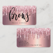 Elegant roos goud glitter druipt bouillon visitekaartje (Voorkant / Achterkant)