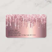 Elegant roos goud glitter druipt bouillon visitekaartje (Achterkant)