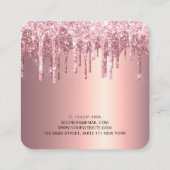 Elegant roos goud glitter druppelt haarstylist vierkante visitekaartje (Achterkant)