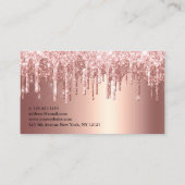 Elegant roos goud glitter druppelt haarstylist visitekaartje (Achterkant)