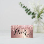 Elegant roos goud glitter druppelt haarstylist visitekaartje (Staand voorkant)