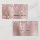 Elegant roos goud glitter druppelt haarstylist visitekaartje (Voorkant / Achterkant)