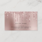 Elegant roos goud glitter druppelt haarstylist visitekaartje (Achterkant)