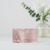 Elegant roos goud glitter druppelt haarstylist visitekaartje (Staand voorkant)