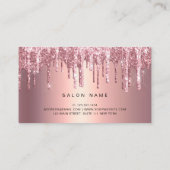 Elegant roos goud glitter druppelt haarstylist visitekaartje (Achterkant)