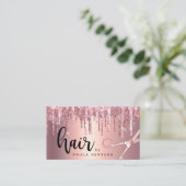Elegant roos goud glitter druppelt haarstylist visitekaartje (Staand voorkant)