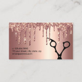 Elegant roos goud glitter druppelt haarstylist visitekaartje (Achterkant)