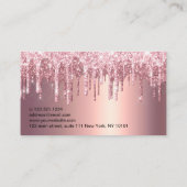 Elegant roos goud glitter druppelt haarstylist visitekaartje (Achterkant)