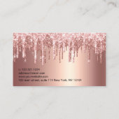 Elegant roos goud glitter druppelt haarstylist visitekaartje (Achterkant)