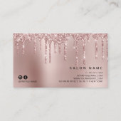 Elegant roos goud glitter druppelt haarstylist visitekaartje (Achterkant)