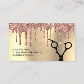 Elegant roos goud glitter druppelt haarstylist visitekaartje (Achterkant)