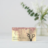 Elegant roos goud glitter druppelt haarstylist visitekaartje (Staand voorkant)