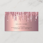 Elegant roos goud glitter druppelt haarstylist visitekaartje (Achterkant)