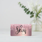 Elegant roos goud glitter druppelt huid visitekaartje (Staand voorkant)