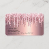 Elegant roos goud glitter druppelt huid visitekaartje (Achterkant)