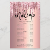 Elegant roos goud glitter druppelt make-up flyer (Voorkant)