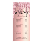 Elegant roos goud glitter druppelt make-up reclamekaart (Voorkant)