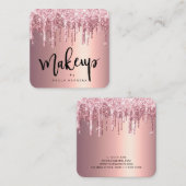 Elegant roos goud glitter druppelt make-up vierkante visitekaartje (Voorkant / Achterkant)