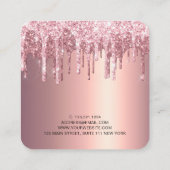 Elegant roos goud glitter druppelt make-up vierkante visitekaartje (Achterkant)