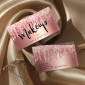 Elegant roos goud glitter druppelt make-up visitekaartje