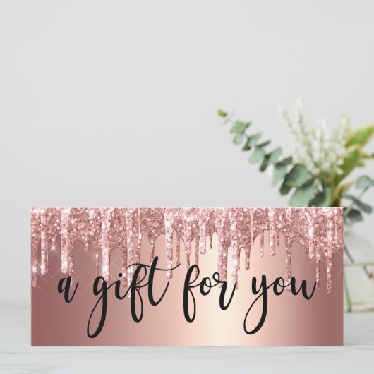 Elegant roos goud glitter druppelt nagels (Staand voorkant)