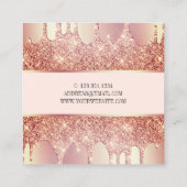 Elegant roos goud glitter druppelt nagels vierkante visitekaartje (Achterkant)