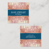 Elegant roos goud glitter druppelt nagels vierkante visitekaartje (Voorkant / Achterkant)