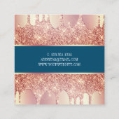Elegant roos goud glitter druppelt nagels vierkante visitekaartje (Achterkant)