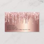 Elegant roos goud glitter druppelt nagels visitekaartje (Achterkant)