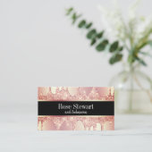 Elegant roos goud glitter druppelt nagels visitekaartje (Staand voorkant)