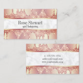 Elegant roos goud glitter druppelt nagels visitekaartje (Voorkant / Achterkant)