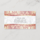 Elegant roos goud glitter druppelt nagels visitekaartje (Achterkant)