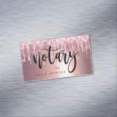 Elegant roos goud glitter druppelt notaris magnetisch visitekaartje (Voorbeeld)