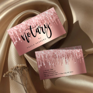 Elegant roos goud glitter druppelt notaris visitekaartje