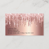 Elegant roos goud glitter druppelt notaris visitekaartje (Achterkant)