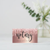 Elegant roos goud glitter druppelt notaris visitekaartje (Staand voorkant)