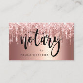 Elegant roos goud glitter druppelt notaris visitekaartje (Voorkant)