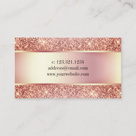 Elegant roos goud glitter druppelt notaris visitekaartje (Achterkant)