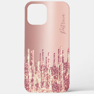 Elegant roos goud glitter druppelt op maat Case-Mate iPhone case