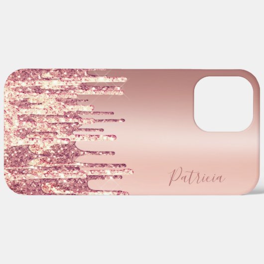 Elegant roos goud glitter druppelt op maat Case-Mate iPhone case (Achterkant (horizontaal))