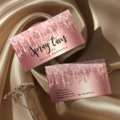 Elegant roos goud glitter druppelt sprayblikken op visitekaartje