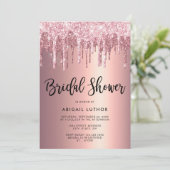 Elegant roos goud glitter druppelt vrijgezellenfee kaart (Staand voorkant)