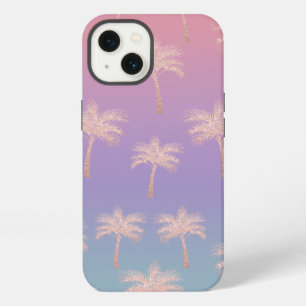 Elegant roos goud glitter gradiënt palmpatroon iPhone 13 hoesje